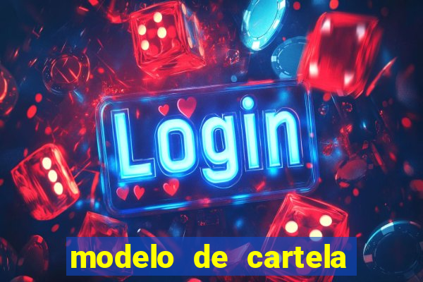 modelo de cartela de bingo em branco